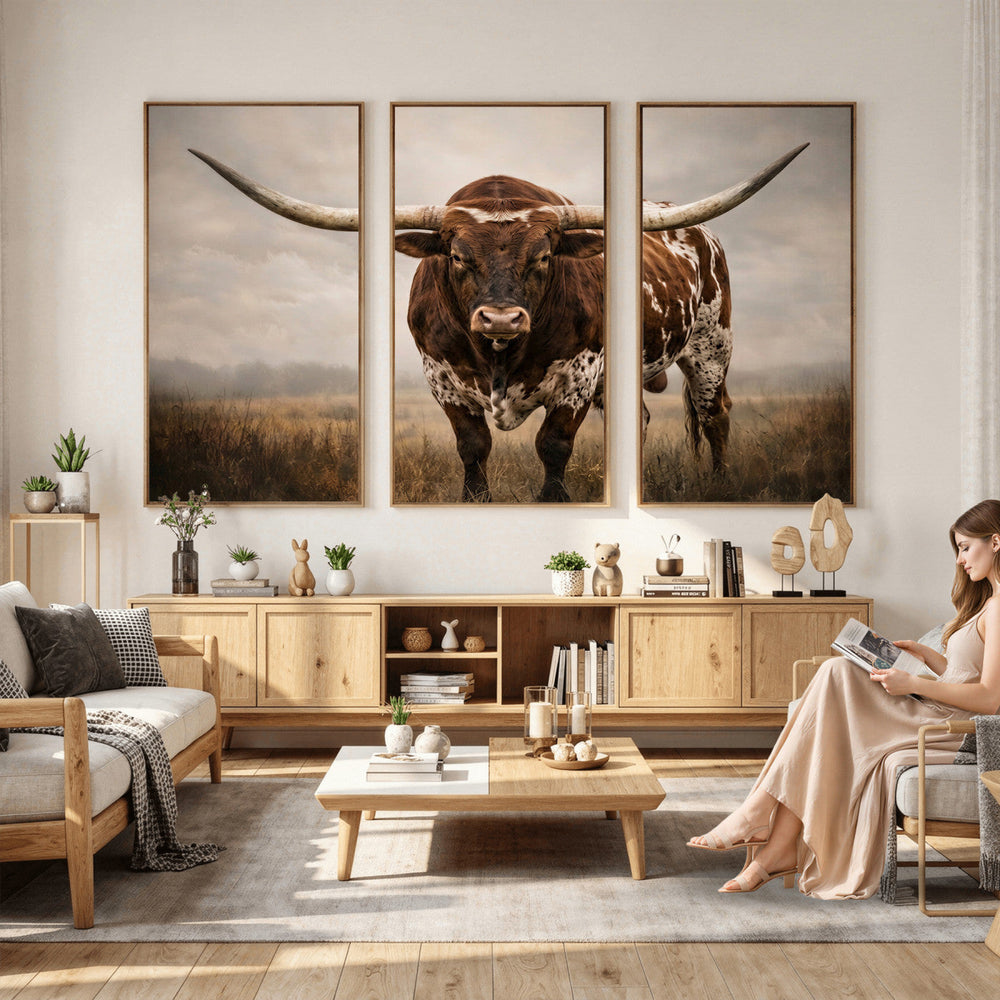 Texas Longhorn Canvas Wall Art Western Bull Desert Moody