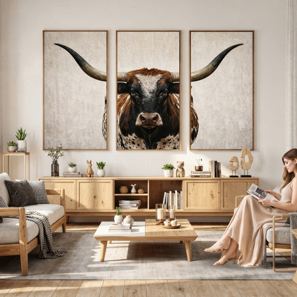 Texas Longhorn Canvas Wall Art Western Bull Desert Moody