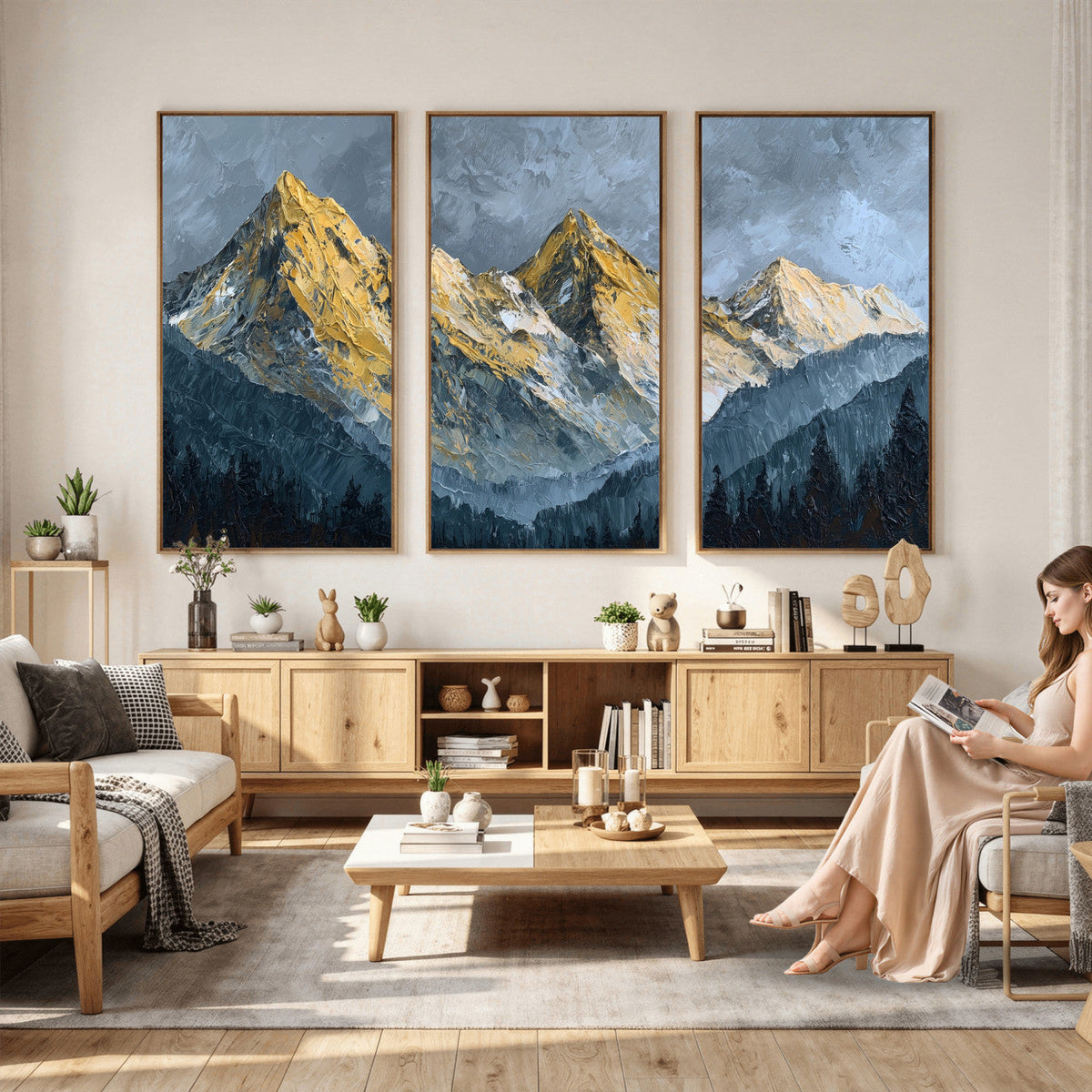 Abstract Mountain Wall Art Canvas Print Modern Landscape Painting Print