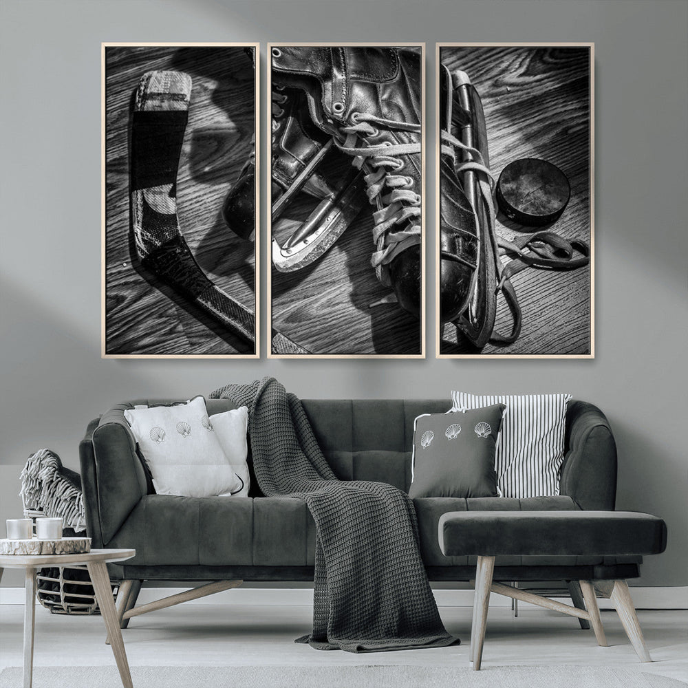 Old Pair of Mens Skates Wall Art Canvas, Men Skates Wall Art