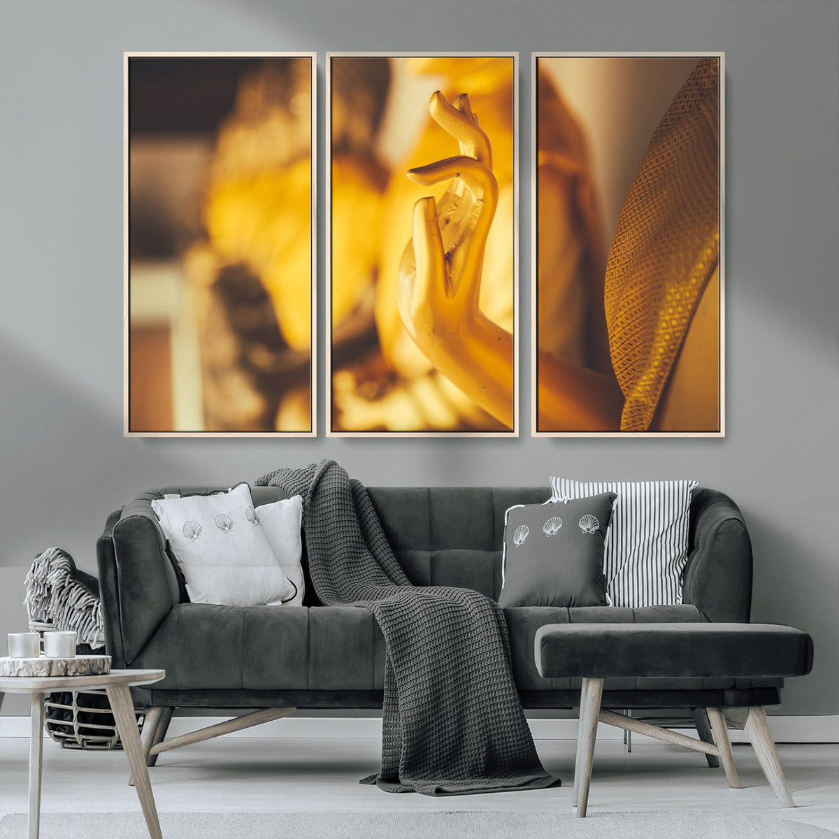 Gold Buddha Statue Hands Wall Art Canvas Print