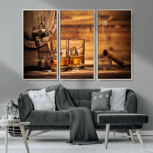 Rustic Whiskey and Barrel Canvas Print