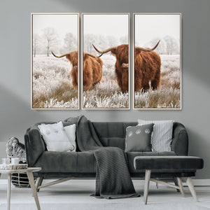Longhorn Cattle Wall Art Canvas Print, Framed Farmhouse