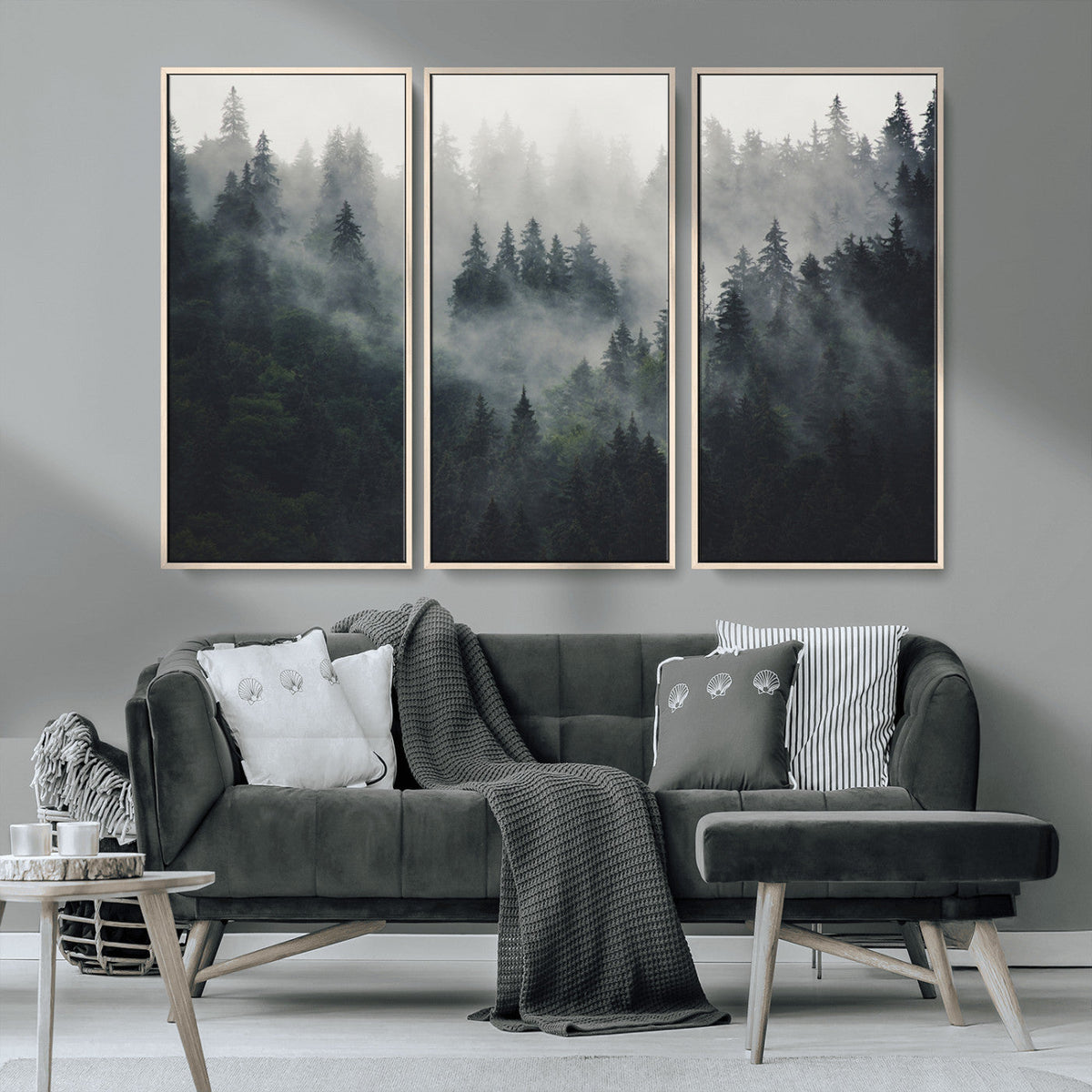 Nature Wall Decor - Serene Triptych Nature Print – Woodland
