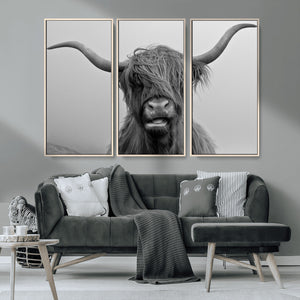 Texas Cow Wall Art Canvas, Texas Longhorn Cattle Canvas