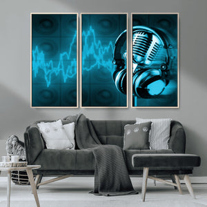 Music and Microphone Wall Art Canvas Print