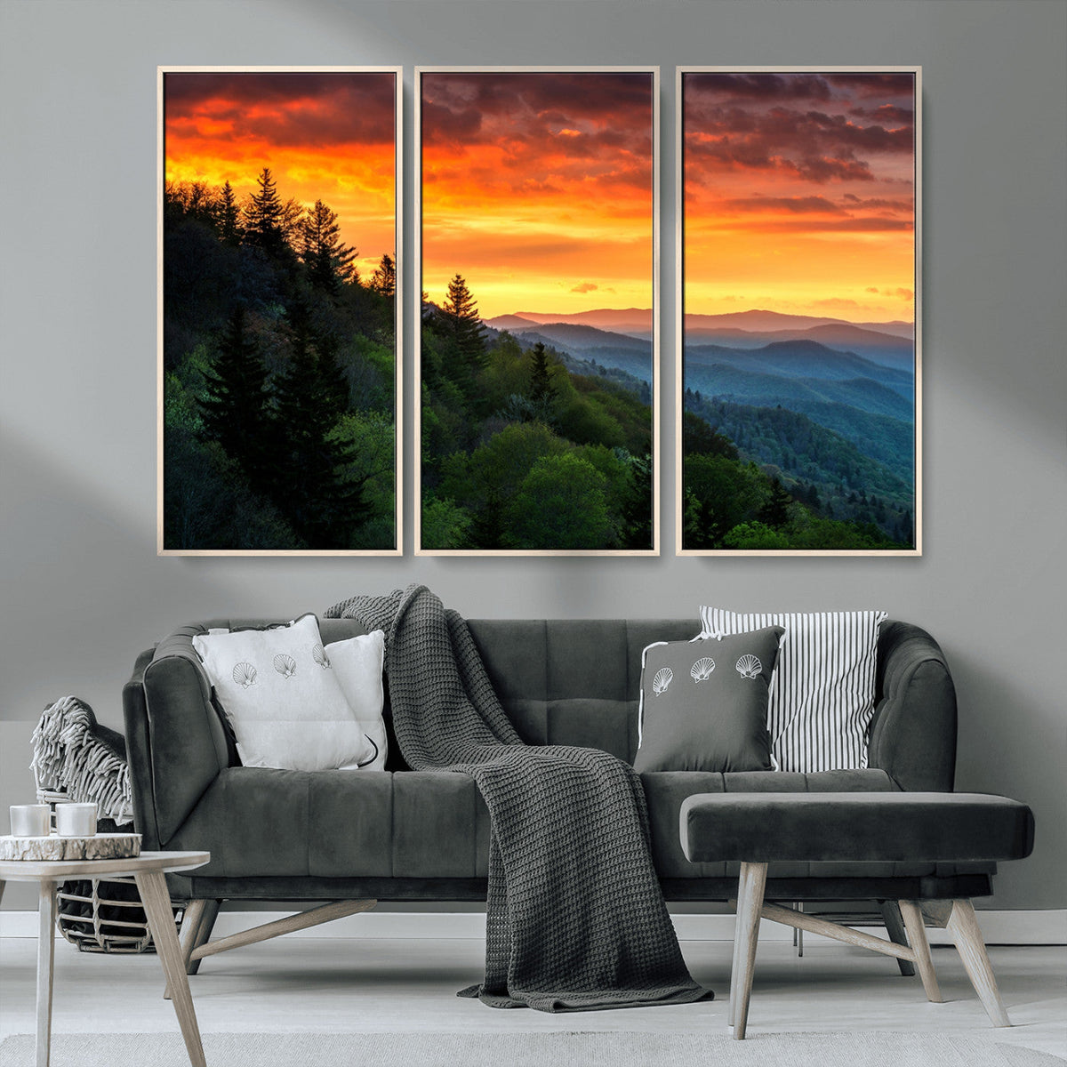 Forest Landscape Wall Art Sunset Canvas, Forest Sunset