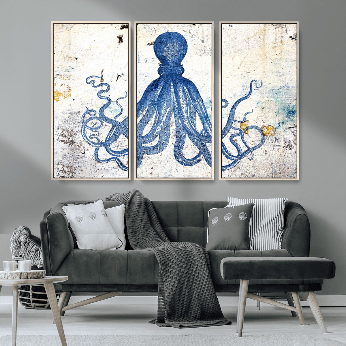 Octopus Canvas Wall Art | Coastal Marine Life Artwork for