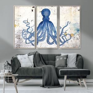 Octopus Canvas Wall Art | Coastal Marine Life Artwork for