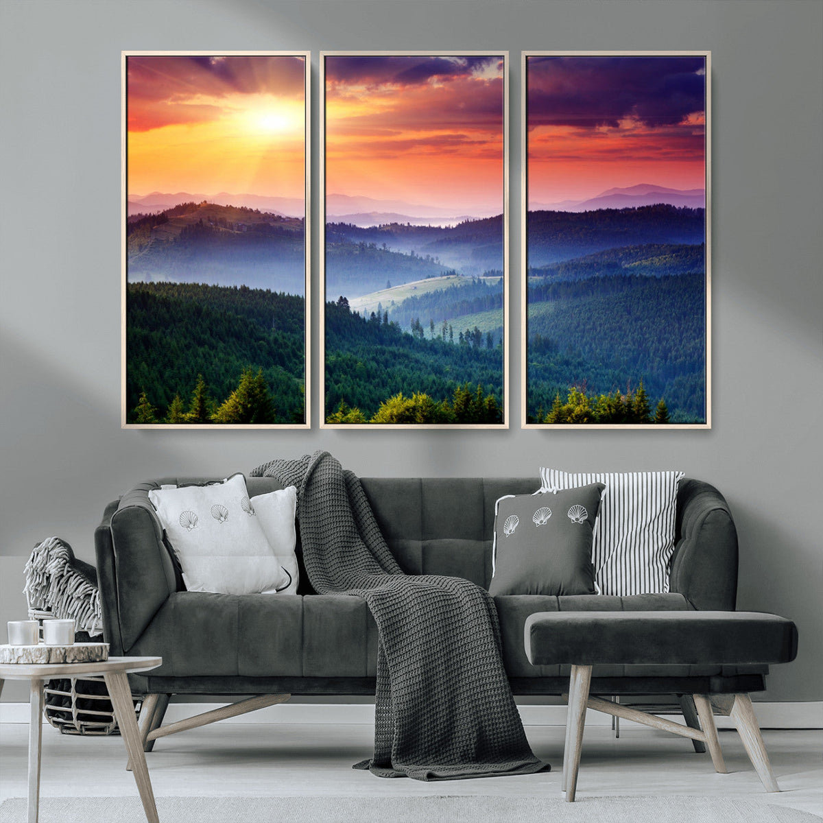 Mountain and Sunset Wall Art Canvas Print