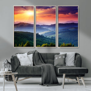 Mountain and Sunset Wall Art Canvas Print