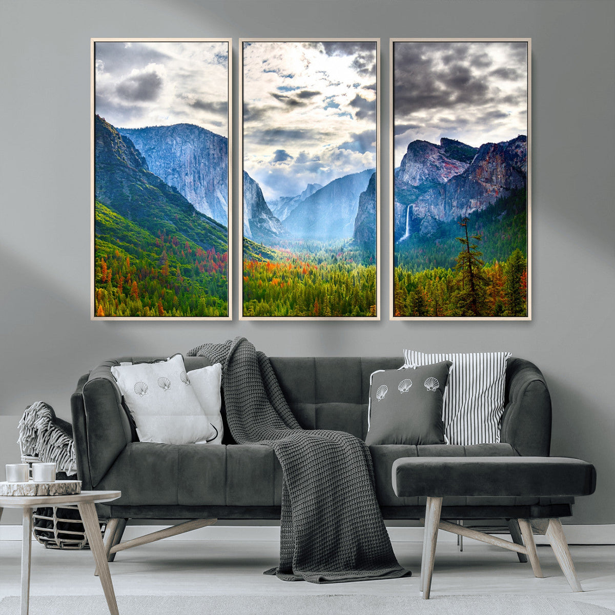 Yosemite Park Half Dome 3 Panel Canvas Print | Large Giclée