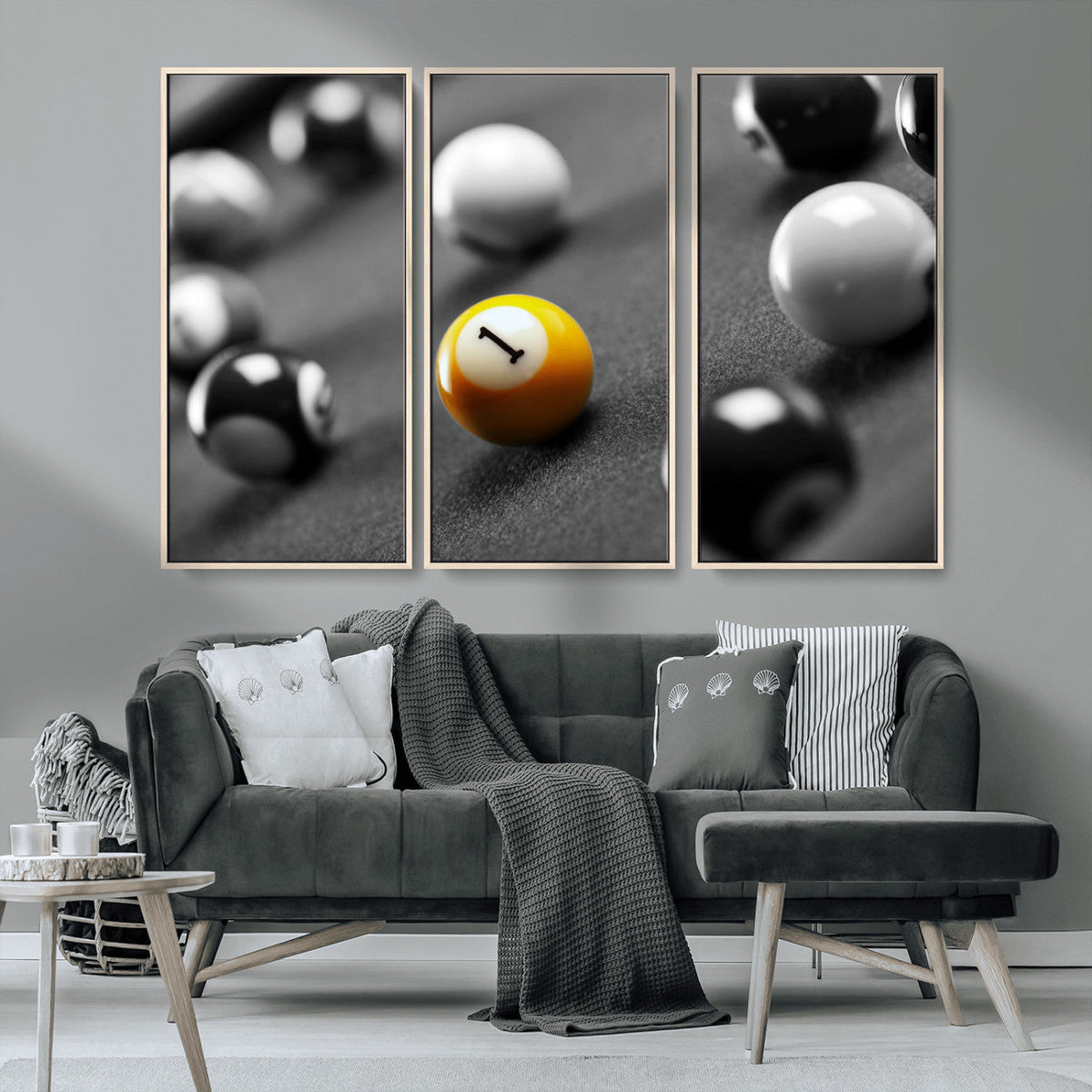 Wall Art Pool Table and Balls Canvas Print
