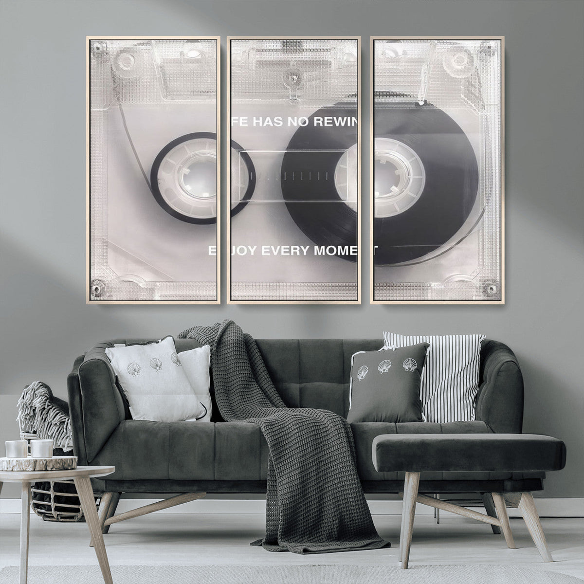 Vintage Cassette Tape Canvas Wall Art - Inspirational 'Life