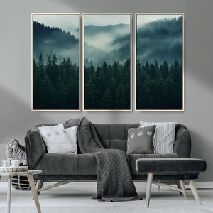 Captivating Misty Forest Wall Art Premium Canvas Print,