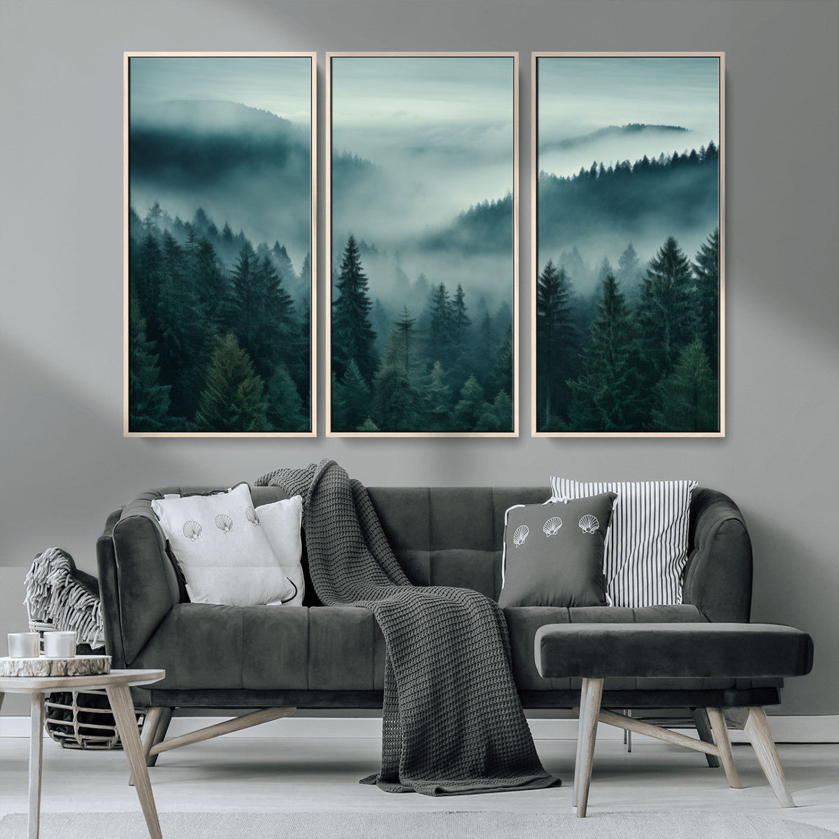 Captivating Misty Foggy Forest Wall Art Premium Canvas Print