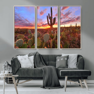 Arizona Desert Wall Art Canvas Print - Framed Deser Sunset