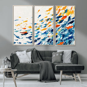 Abstract Fish Shoal Wall Art Canvas Print, Colorful Fish