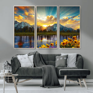 Grand Teton Park Sunrise Wall Art – Vibrant Landscape Canvas
