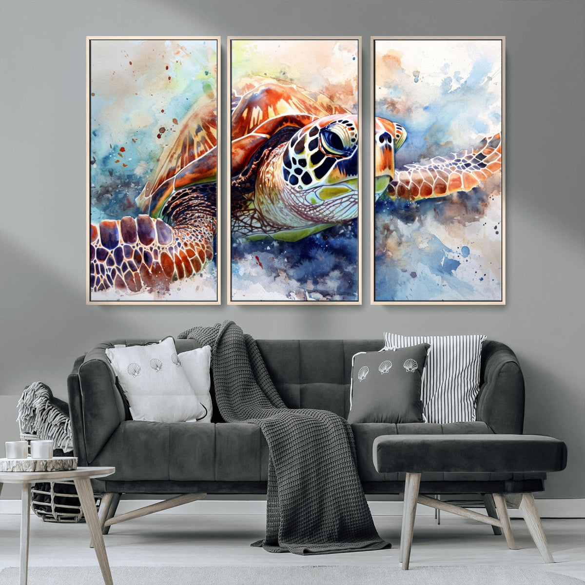 Watercolor Sea Turtle Wall Art Canvas Print - Vibrant Ocean
