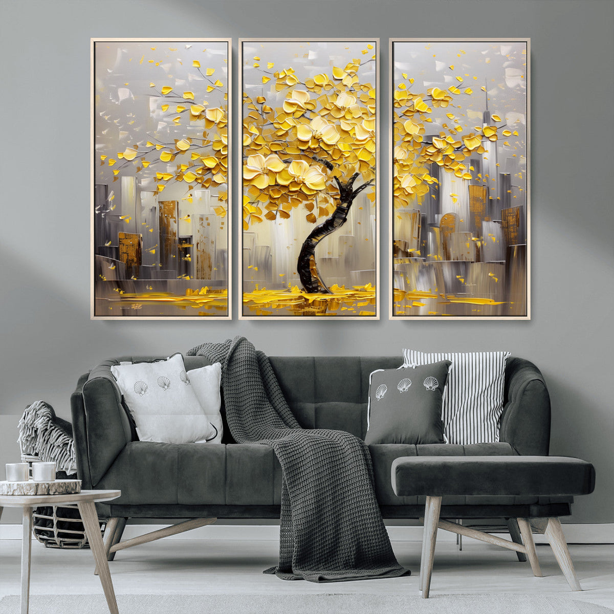 Golden Tree Canvas Print | Abstract Wall Art for Modern