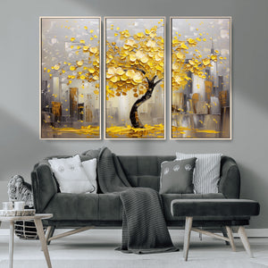 Golden Tree Canvas Print | Abstract Wall Art for Modern