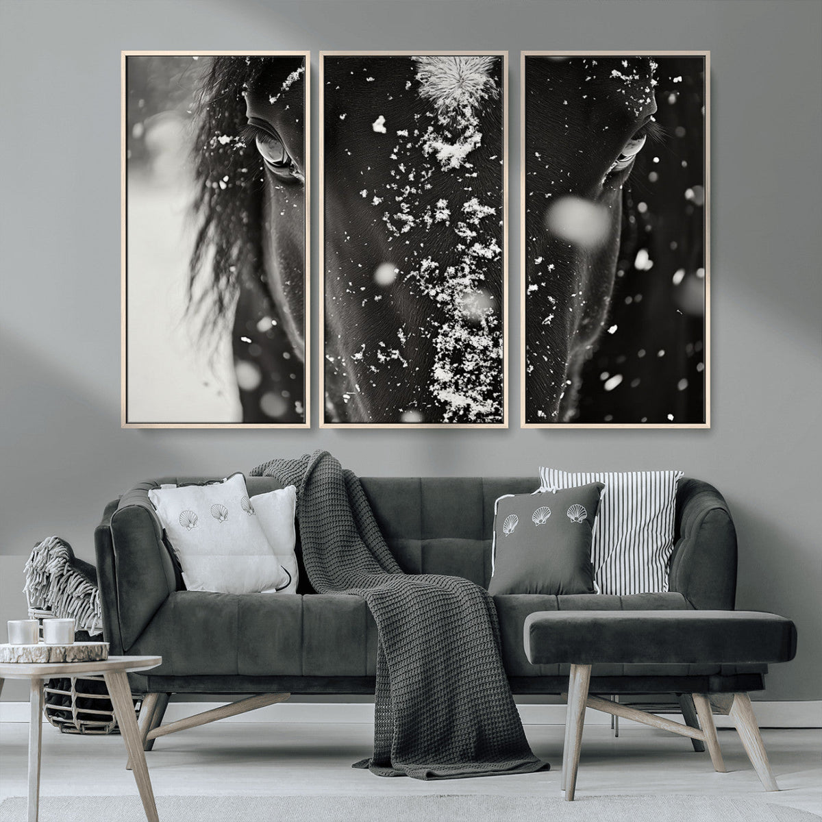 Winter Horse Snow Wall Art Canvas Print