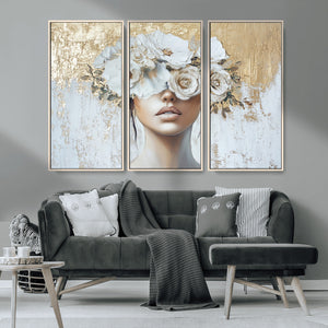 Golden Petal Wall Art - Canvas Print Flower Head Woman