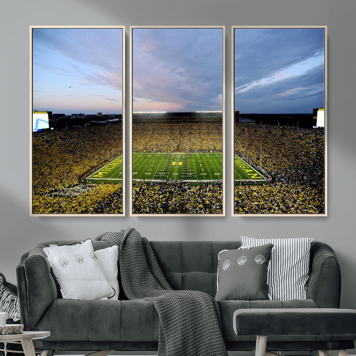 Michigan Stadium Wall Art Canvas Print, Vibrant Game Day