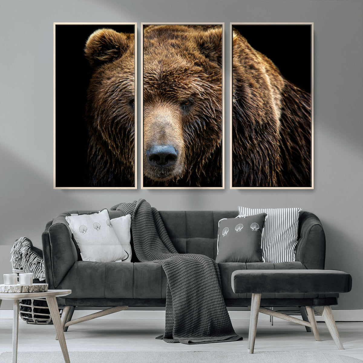 Grizzly Brown Bear Canvas Wall Art, Wildlife Animal Canvas