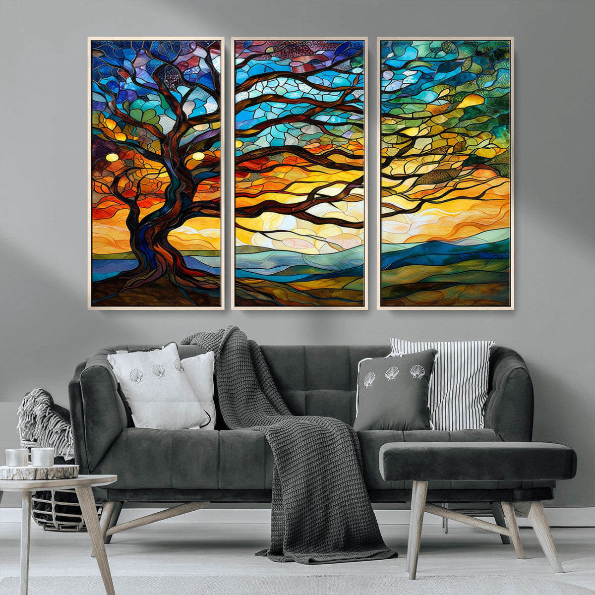 Mosaic Tree Wall Art | Ready to Hang Stained Glass Style