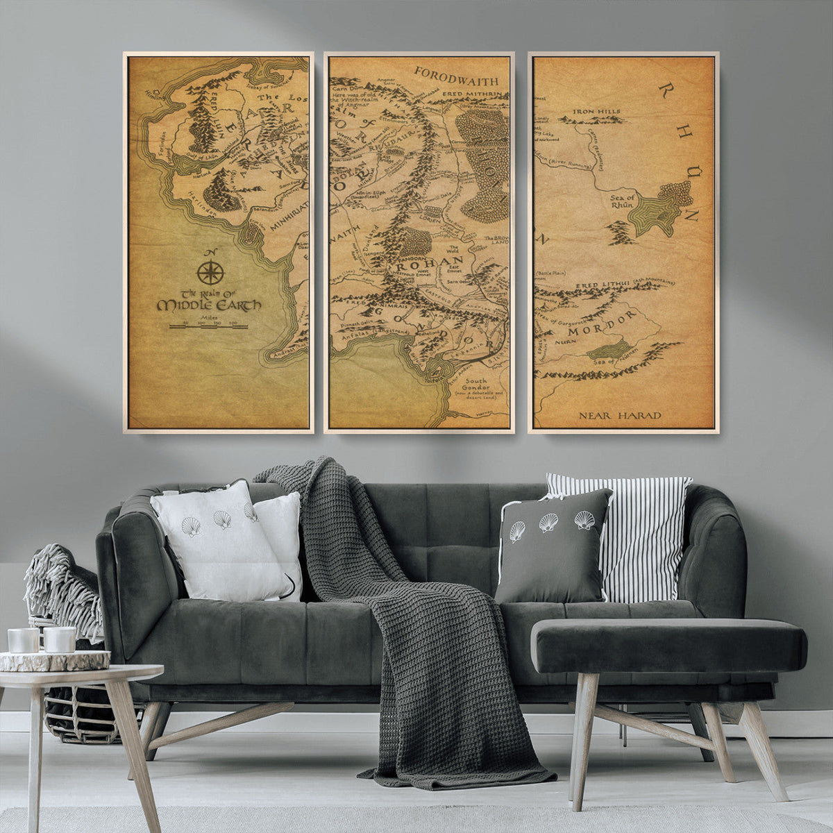 Middle Earth Map Canvas Wall Art – Vintage Fantasy Map