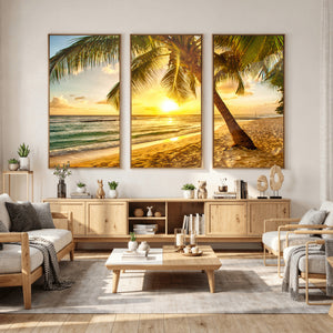 Beach Sunset Canvas Wall Art Print - Tropical Beach Canvas