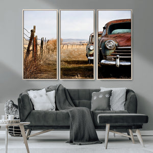 Old Rustic Classic Car Wall Art Canvas Print