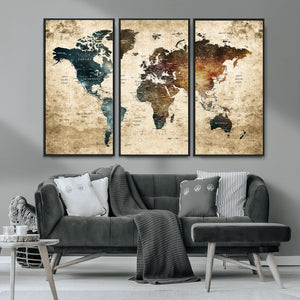 World Map Canvas Print – Detailed Map of the World Wall Art
