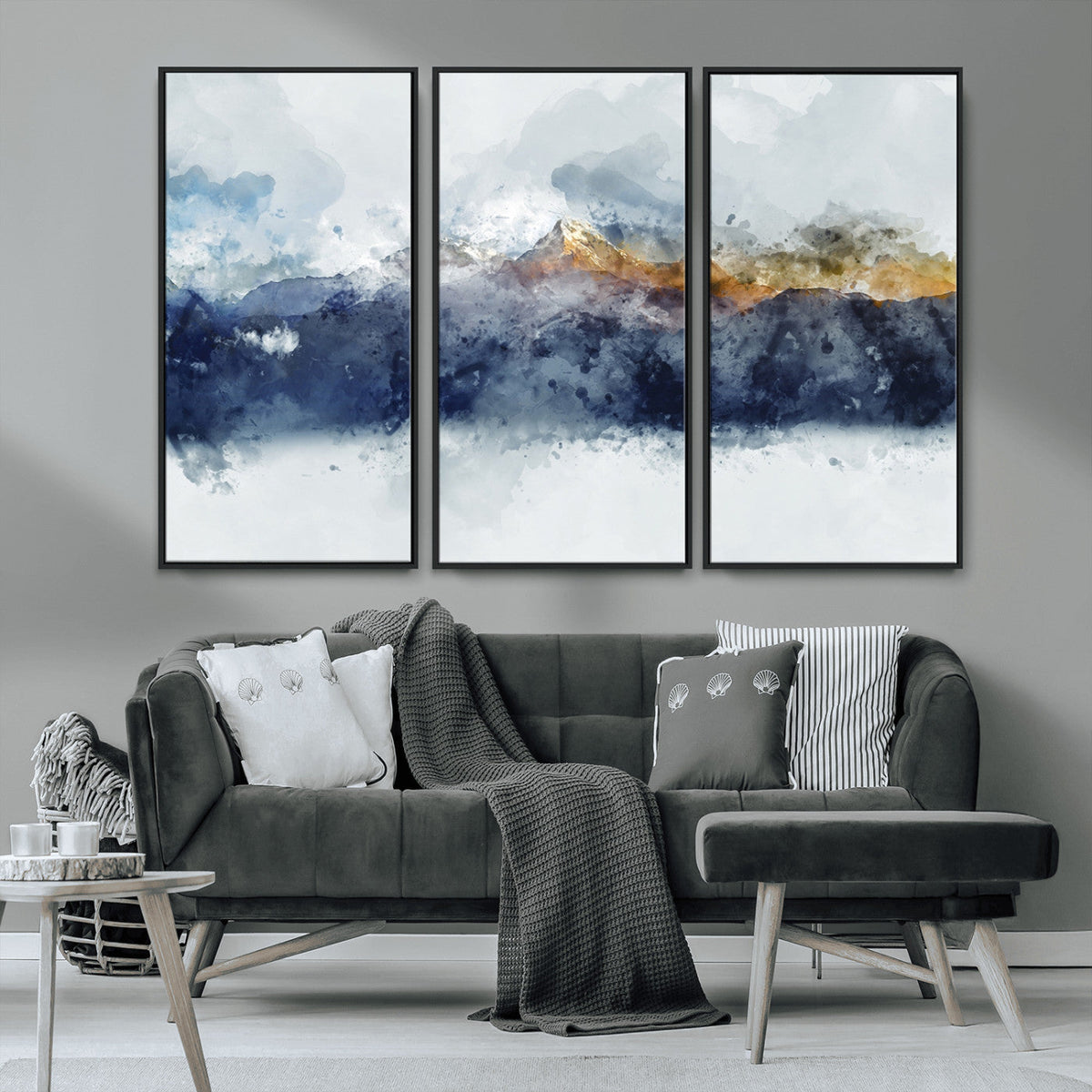 Abstract Mountain Range Art Canvas Print | 3 Panel