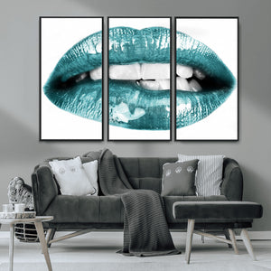 Blue Lips Wall Art Canvas Print