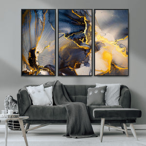 Large Abstract Wall Art Print -  Gold and Blue Abstract