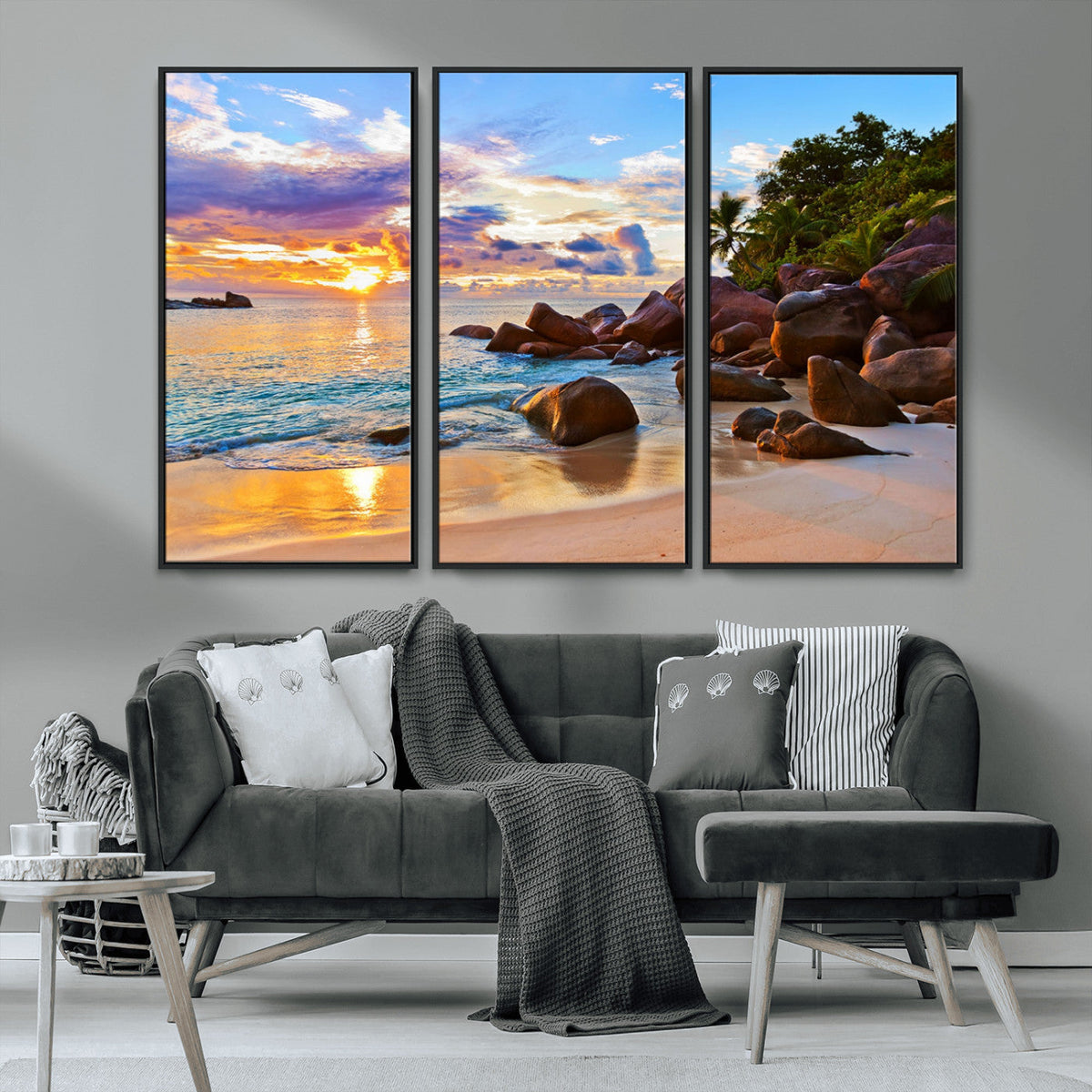 Tropical Island Beach Sunset Canvas Print
