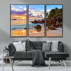 Tropical Island Beach Sunset Canvas Print