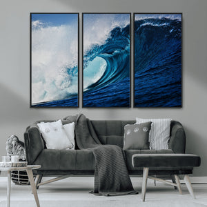 Ocean Wave at Sunset Canvas Art, Large Wall Print of Vibrant