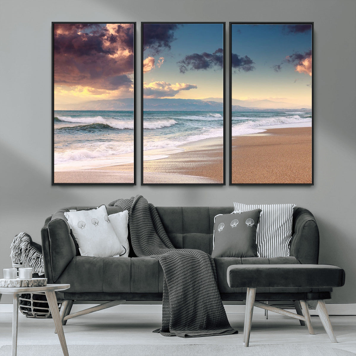 Cloudy Weather Beach Sunset Canvas Print | Sunrise Wall Art