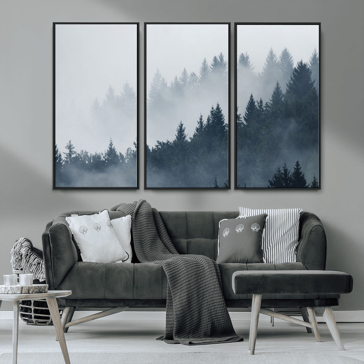 Foggy Pine Forest Wall Art Canvas Print