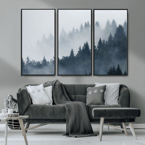 Foggy Pine Forest Wall Art Canvas Print