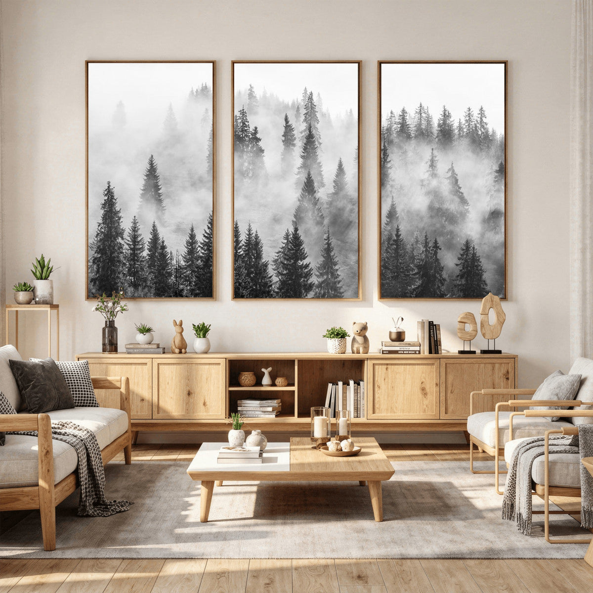 Forest Wall Art Print | Foggy Pine Forest Canvas Wall Art -