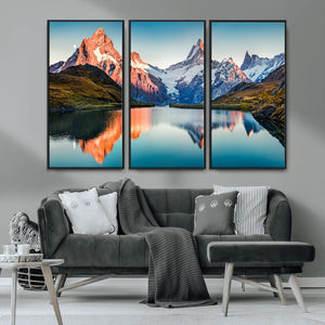 Landscape Mountain and Lake View Wall Art Canvas Print