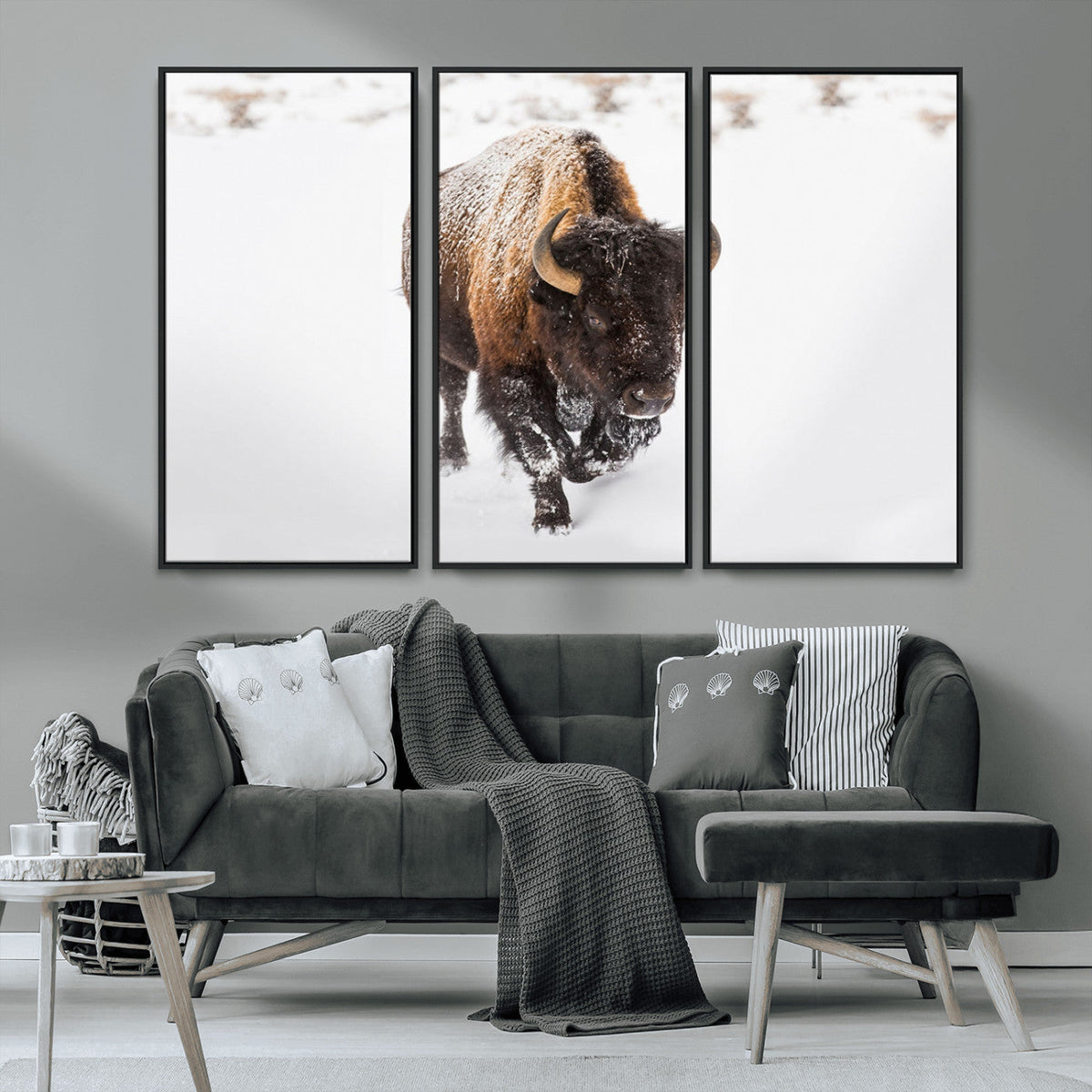 Bison Winter Wall Art Canvas Print For Farmhouse Decor