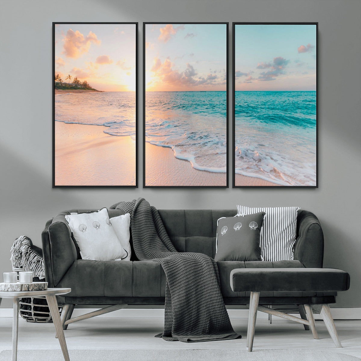 Beach Wall Art - Stunning Ocean Sunset Canvas Print with