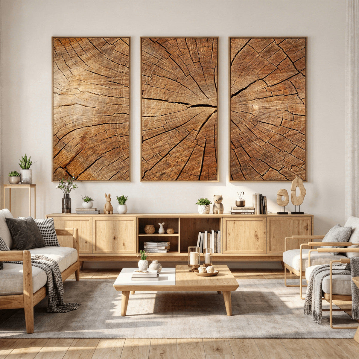 Tree Ring Canvas Art, Rustic Wood Grain Wall Art, Tree Slice