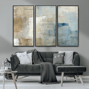 Abstract Blue and Beige Wall Art, Modern Minimalist Canvas